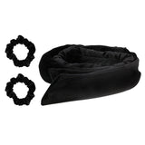 Black heatless curling rod with two matching black scrunchies