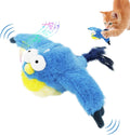 Blue bird toy flapping, with a kitten