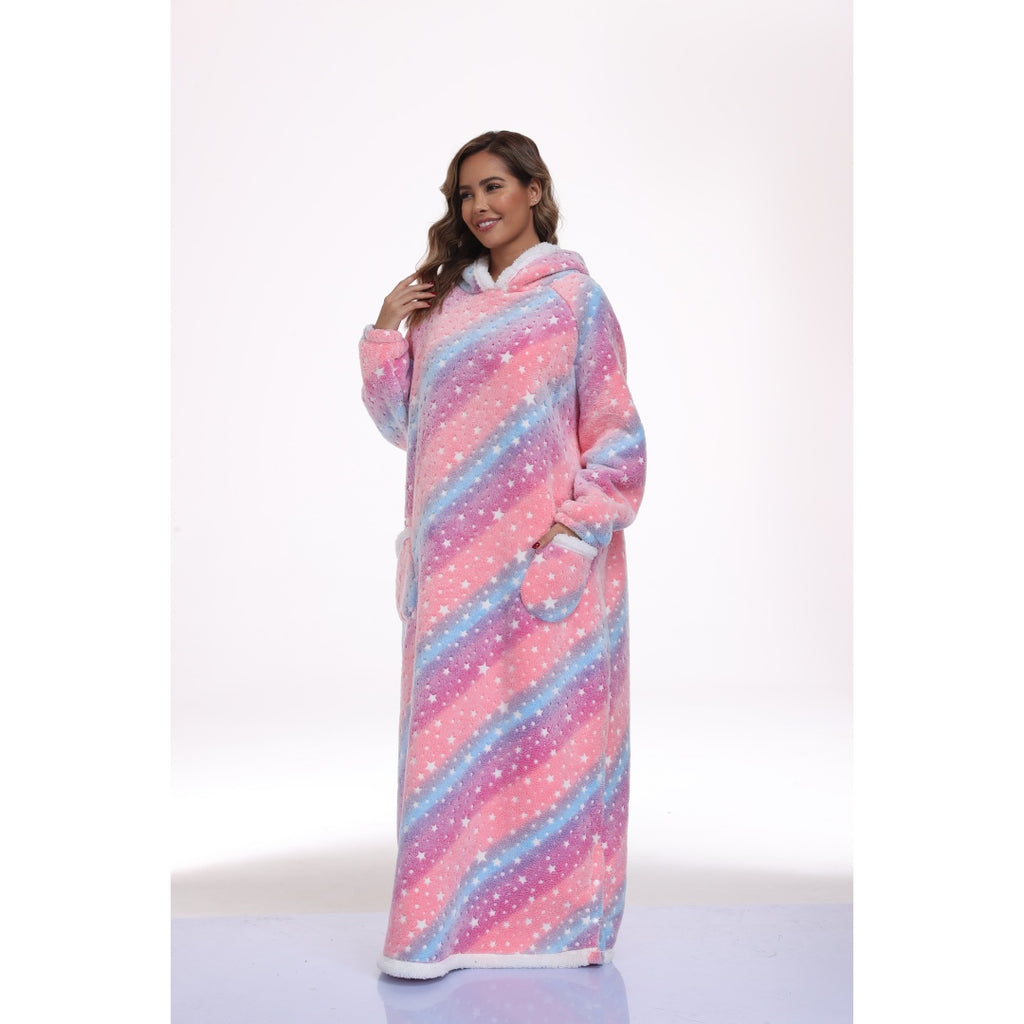 Side view of the hooded wearable blanket