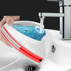 Filling the window cleaner's water tank at a tap