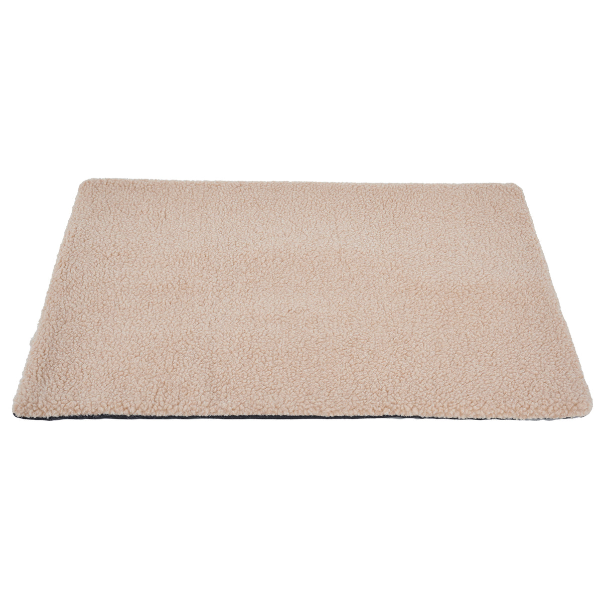Beige self-warming plush pet pad, about 37 x 26 in