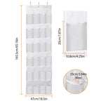 Size diagram of the 24-pocket hanging organizer and a single pocket