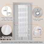 Diagram of the organizer's three metal hooks and its non-woven fabric with 24 mesh pockets