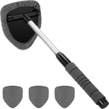 Extendable windshield-cleaning handle with one fitted gray pad and three loose pads