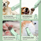 Each head in use on dogs, for body trimming, nails, paw pads and shaping