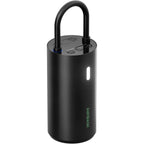 Black AMPBANK AT004 tire inflator with the hose folded into a carry handle.